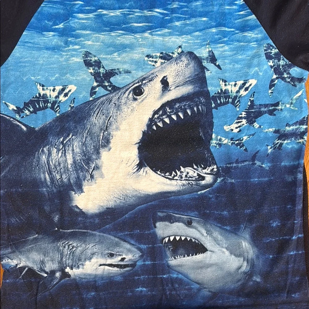 The Children's Place Blue Pajama Set with Shark Theme
